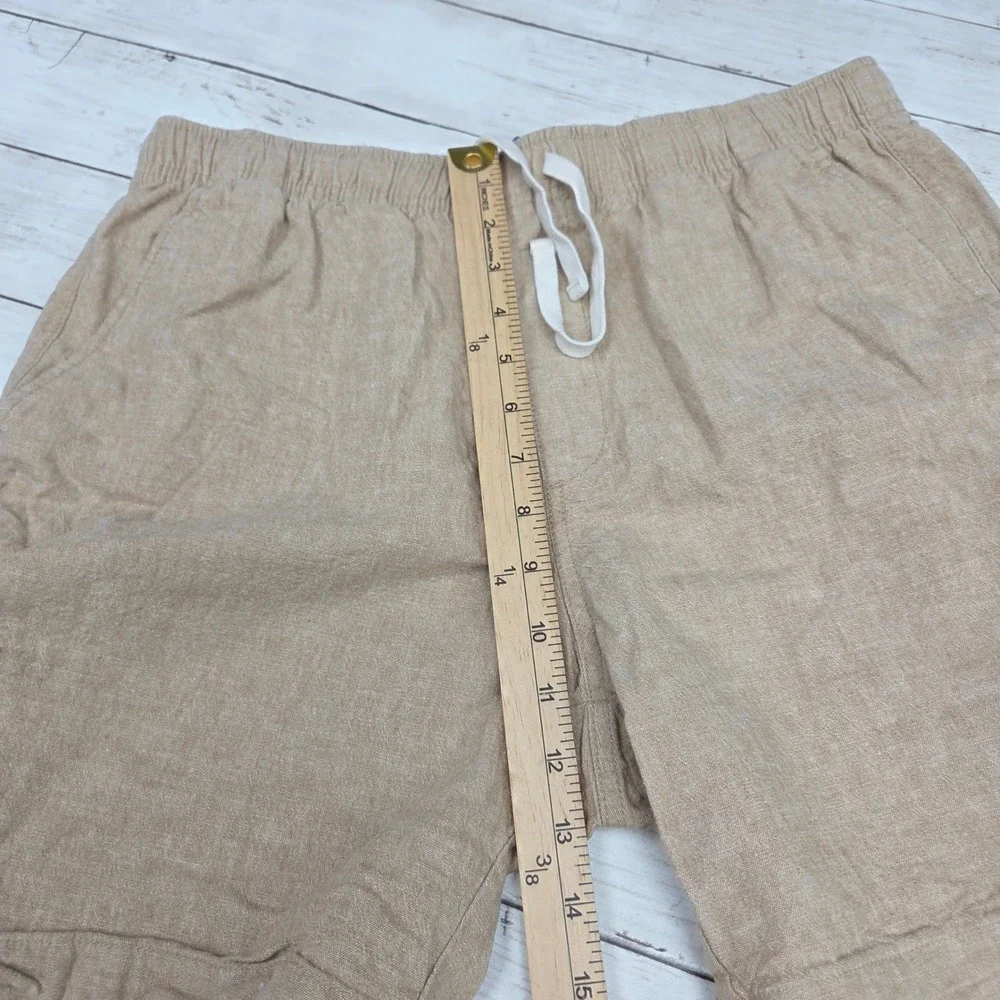 Old Navy Jogger Shorts Linen Blend Men M Maple Glazed Tan Drawstring 853507